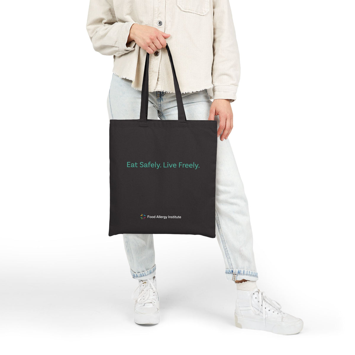 Eco-Friendly Cotton Canvas Tote Bag - Eat Safely. Live Freely. - Perfect for Everyday Use and Awareness